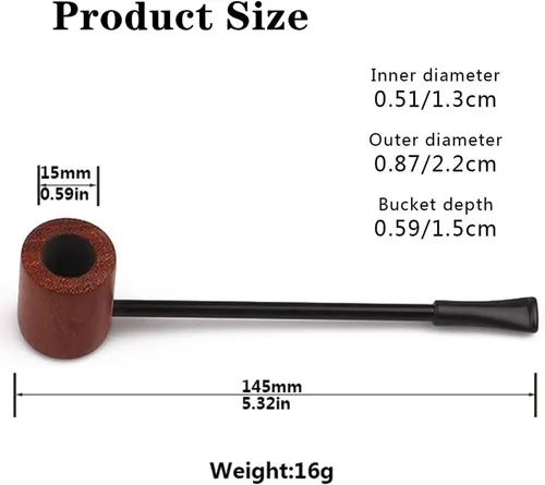 Vista 2 de 1 unids pipa de tabaco clásica pipa de fumar pipa de madera para hombres hermanos tus amigos