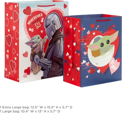 Vista 3 de Hallmark Star Wars The Mandalorian - Juego de bolsas de regalo para el día de San Valentín
