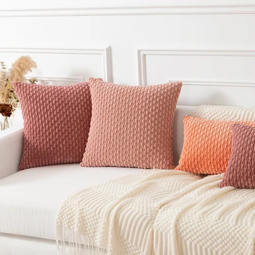 Vista 330 de Kevin Textile - Juego de 2 fundas de almohada decorativas de pana suave, estilo bohemio, a rayas, decoración del hogar para sofá, cama, sofá y sala