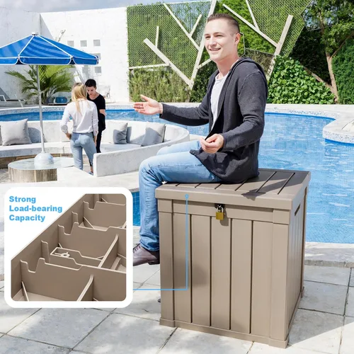 Vista 86 de DRATO Cajas de terraza, caja de almacenamiento al aire libre de 30 galones para cojín de patio, herramientas de jardín, impermeable y resistente a