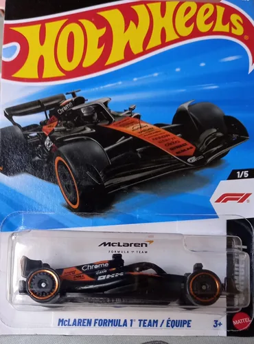 Hot Wheels McLaren Formula One Team [Negro y Naranja] F1 1/5, 20/250, escala 1:64 Vehículo de juguete fundido a presión