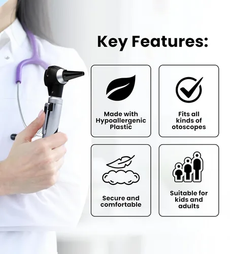 Vista 5 de Zyrev ZetaLife - Cubierta para otoscopio de plástico, puntas para espécula, desechables, paquete de 50 fundas desechables de 2,5/0.157 in