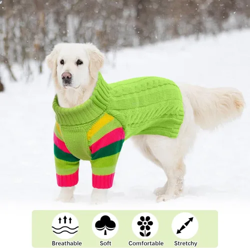 Vista 4 de Suéteres XXL elásticos para perros, suéter de punto de cuello alto para perros extra grandes, suéteres para perros de tamaño grande, suéter cálido