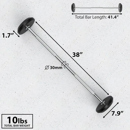 Vista 4 de Synergee Fixed Barbell Pre Weighted Straight Steel Bar with Rubber Weights - Fixed