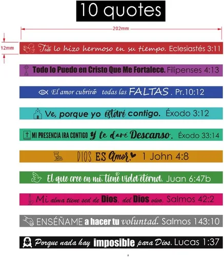 Vista 5 de 1step2dream 20 pulseras de goma con versículos bíblicos españoles Pulseras de silicona con citas inspiradoras Pulseras cristianas