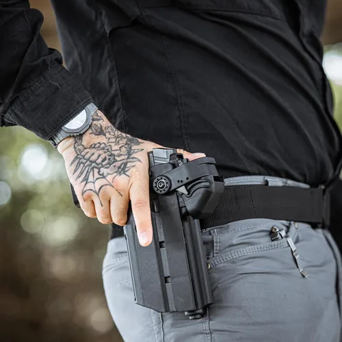 Vista 4 de Orpaz T40 Funda Springfield XD de soporte ligero, funda táctica OWB de seguridad Nivel 2 y 3 Compatible con Springfield XD, se ajusta a la mayoría