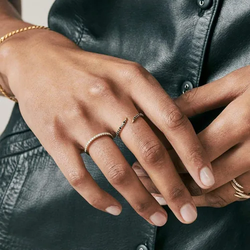 Vista 4 de JINEAR 3mm Wedding Bands for Women Eternity Ring 18K Gold Plated Cubic Zirconia Engagement Rings Stackable Anniversary Promise Statement Ring Gift