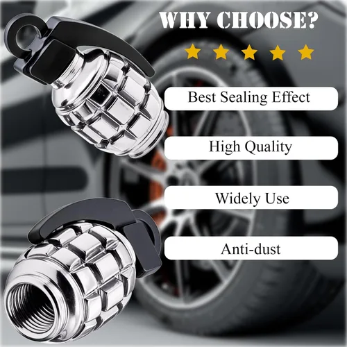 Vista 63 de 4 tapas de válvula de neumático, cubiertas universales de válvula de neumático de aleación de aluminio para automóviles, camiones, SUV, Negro