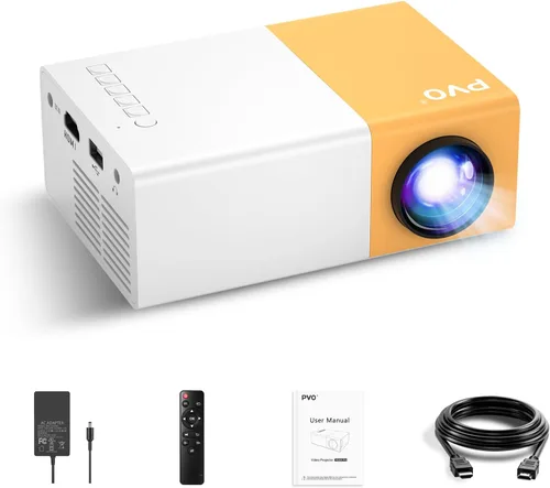 PVO Mini proyector portátil para dibujos animados, proyectores de video al aire libre, proyector de películas LED Pico para cine en casa, regalo