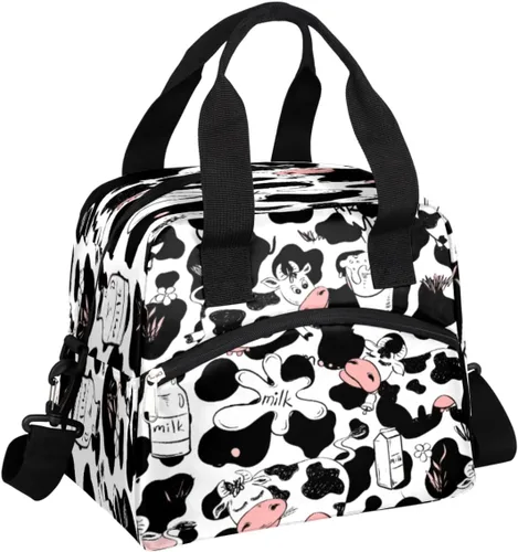 Vista 13 de Bolsa de almuerzo aislada para mujeres y hombres, lindo perro corgi, grande, reutilizable, a prueba de fugas, bolsa de almuerzo con correa ajustable