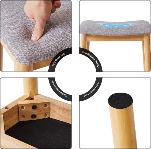 Vista 7 de IBUYKE Taburete de Tocador con Cojín de Silla de Montar, Taburete Reposapiés con Patas de Madera Maciza, Banco Otomano de Tocador Moderno