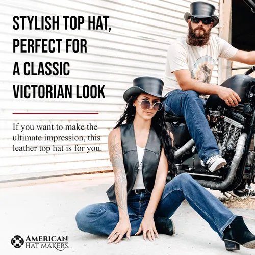 Vista 4 de American Hat Makers Marlow - Elegante sombrero de cuero negro Sombrero de ala ancha moldeable con banda extraíble Hecho en Estados Unidos