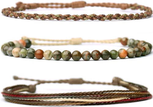 Vista 7 de Pulsera curativa hecha a mano con cuentas de piedra natural, regalo para hombres, pulsera de cuerda ajustable