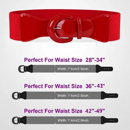 Vista 7 de JASGOOD Cinturón elástico ancho para mujer, cinturón elástico vintage con hebilla gruesa para mujer