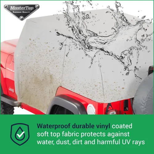 Vista 5 de MasterTop Cubierta de cabina con solapas de puerta Se adapta a Jeep YJ y TJ Wranglers 1992-2006 con parte superior suave o dura quitada Vinilo