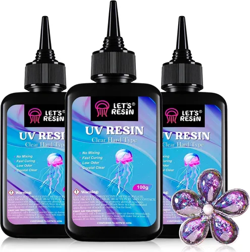 LET'S RESIN Resina UV, kit de resina dura de 10.58 oz para manualidades, fundición, molde de silicona | Crystal Clear, Low Viscosity, UV Glue, Low