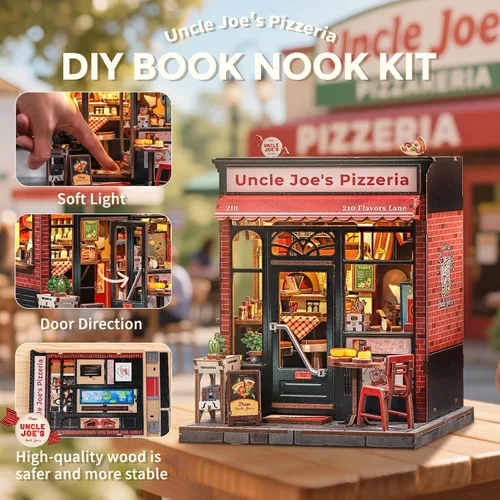 Vista 3 de CUTEBEE - Kit de rincón de libros - Kit de casa de muñecas en miniatura DIY para adultos y adolescentes, decoración de estantería de casa de libros