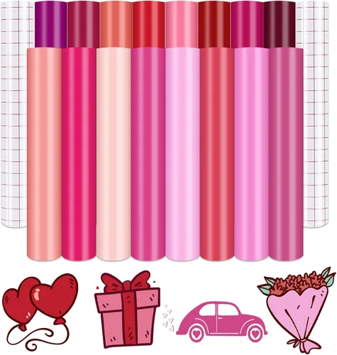 Vista 13 de Tintnut Vinilo permanente rosa – 8 hojas de vinilo adhesivo permanente de amaranto de 12 x 10 pulgadas, autoadhesivo rosa a prueba de agua