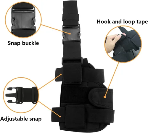 Vista 11 de EKIND Funda táctica para pierna caída, ajustable para diestros y muslos compatible con Nerf Elite Series Blaster (negro)
