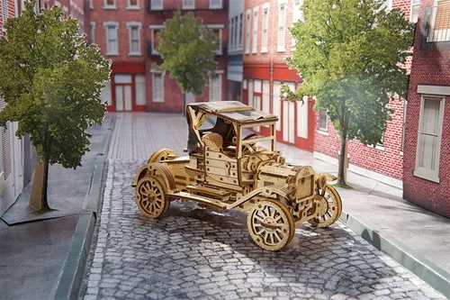 Vista 5 de UGEARS Classic Model Car 3D Puzzle - Folding Roof, Functional 4 Cylinder Engine - Retro Auto DIY for Adults & Kids