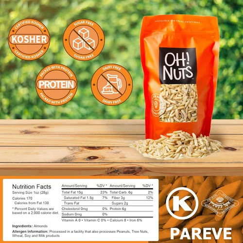 Vista 2 de Oh! Nuts Paquete a granel de almendras, nueces de almendra a granel para aperitivos y hornear, rebanadas de almendras totalmente naturales con alto