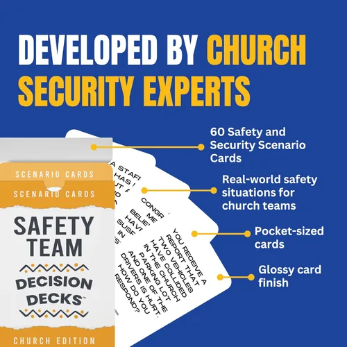 Vista 4 de Mazos de decisión de seguridad y seguridad de la iglesia 60 tarjetas de escenario de equipo de seguridad para líderes de seguridad de Churrch.