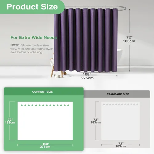 Vista 273 de Cortina de ducha de tela Dynamene verde oscuro - Cortinas de baño de tela de nido de abeja texturizadas resistentes, juego de cortinas de baño