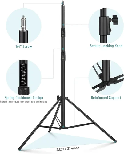 Vista 3 de Soporte de luz para fotografía, trípode resistente, soporte de iluminación de aluminio de 9.2 pies para Relfectors, retrato fotográfico, caja