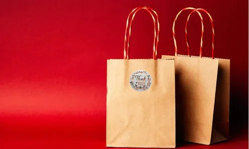 Vista 5 de PMCDS2G Calcomanías de agradecimiento enrolladas en dos estilos de oro rosa de 1.5 pulgadas, 500 unidades para tarjetas de festival, envolturas