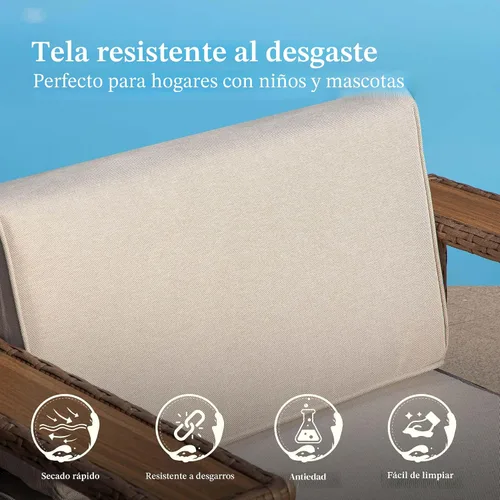 Vista 5 de 4 muebles de patio en forma de L, seccionales al aire libre con cojín de 10 Beige-seccional