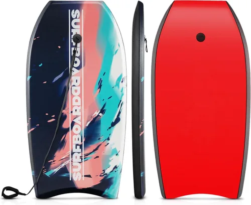 Vista 19 de Goplus Tabla de cuerpo ligera de 41/37/33 pulgadas para playa, tabla de surf con núcleo EPS, cubierta XPE, parte inferior lisa de HDPE, correa