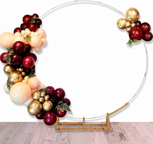 Vista 2 de 6.3Ft Round Balloon Arch Kit,Light-Duty Circle Balloon Arch Stand with Bamboo Frame Base,Large Round Backdrop Stand for Wedding Birthday Baby Shower
