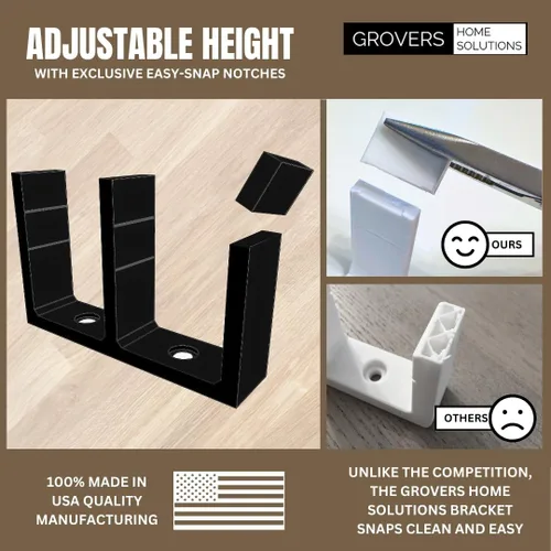 Vista 2 de Soporte de guía de piso para puerta de armario deslizante de altura ajustable universal - Negro - Grovers Home Solutions