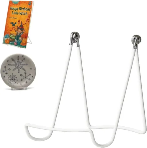 Vista 13 de KINGDOM SOLUTIONS HECHO EN EE.UU. Paquete de 2 caballetes ajustables de metal negro - Soporte para libros - Soporte de placa resistente para arte