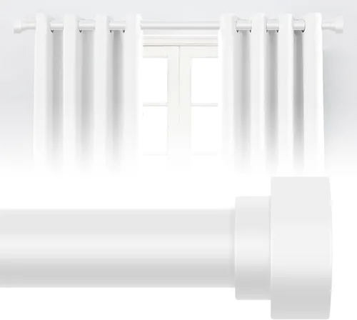 Vista 26 de HEI! DEAR Barras de cortina blancas para ventanas de 28 a 48 pulgadas (2.3-4 pies), barras de cortina resistentes de 1 pulgada, barra de cortinas
