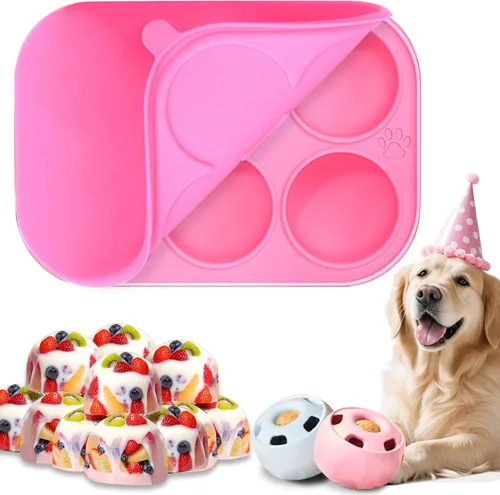 Vista 9 de BABORUI Moldes de golosinas para perros de 6 cavidades con tapa para Woof Pupsicle pequeño 10-25 libras, moldes reutilizables de golosinas