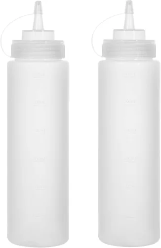 Vista 11 de Botellas Exprimibles para Condimentos Dispensador de Ketchup, Paquete de 4 Botellas Exprimibles de 8oz para Líquidos, Botella de Salsa de Plástico