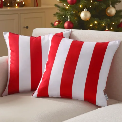 Vista 7 de WESTERN HOME WH - Juego de 2 fundas decorativas de cojín para exterior, a rayas, impermeables, de poliéster, para jardín, casa de campo moderna
