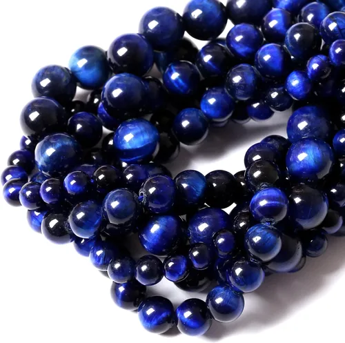 60 PIEZAS 6MM Cuentas de Ojo de Tigre Azul AAA de Piedra Natural, Cuentas de Gema para Joyería, Energía de Sanación, Joyería de Cristal, 38 cm