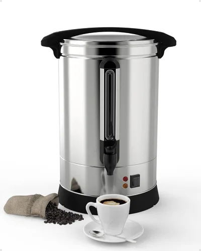 Cafetera comercial de 100 tazas, [preparación rápida] [acero inoxidable de grado alimenticio] Urna de café grande perfecta para iglesia, salas de