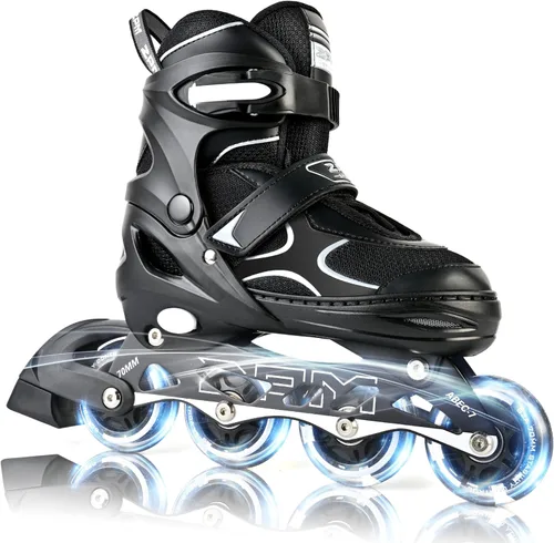 2PM SPORTS Inline Skates for Kids Girls Boys Ages 5-8 8-12 4-6 6-12 with Light Up Wheels, Adjustable Kids Roller Skates Blades for Adults Men Women