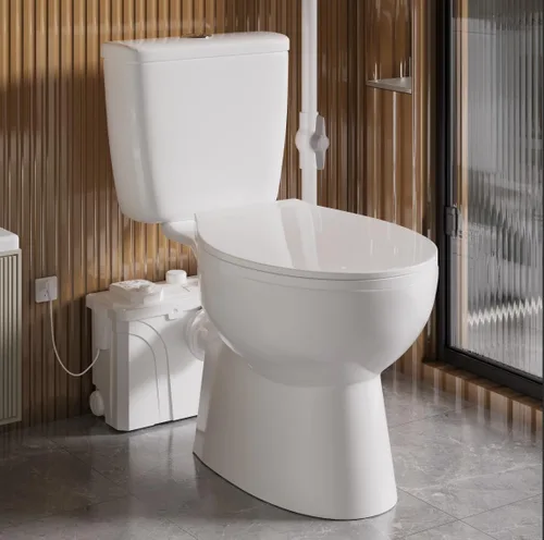 Inodoro macerador Upflush de 700 vatios - Inodoro ascendente para sistema de sótano, bomba maceradora con 4 entradas de agua para fregadero de