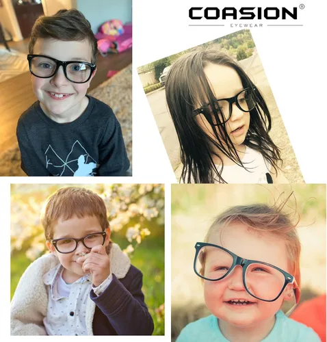 Vista 5 de COASION Gafas transparentes para niños y niñas, gafas de nerd falsas para disfraz de 3 a 12 años