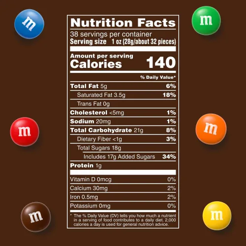 Vista 2 de M&M'S Caramelos de chocolate con leche, tamaño de fiesta, bolsa de 38 onzas, 2 unidades (paquete de 2)