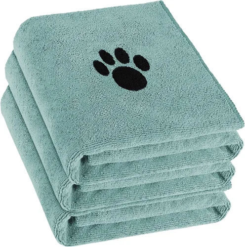 Vista 9 de Puomue Paquete de 3 Toallas de Microfibra para Perros para Secar Perros, Toalla de Aseo para Mascotas Súper Absorbente y Suave, 101.6 cm X 60 cm