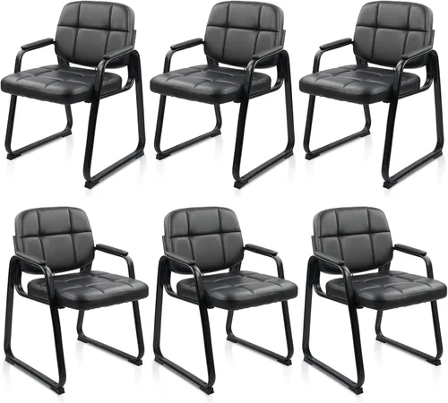 Vista 39 de CLATINA Silla de recepción de invitados, sillas de sala de conferencias, sillas de sala de espera con brazos acolchados, silla de escritorio sin