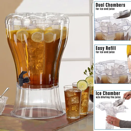 Vista 3 de Irrompible 3.5 galones dispensador de bebidas con extraíbles hielos Buddeez, Transparente