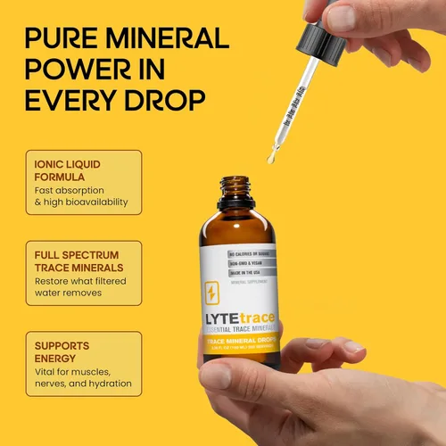 Vista 4 de LyteLine Trace Mineral Drops - Gotas de 3.4 fl oz x 200 porciones, concentrado de minerales traza iónicos naturales bajos en sodio para equilibrar