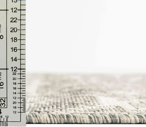 Vista 107 de Unique Loom Outdoor Aztec Collection Alfombra de área - Chalca (10 pies, redonda, azul/marfil)