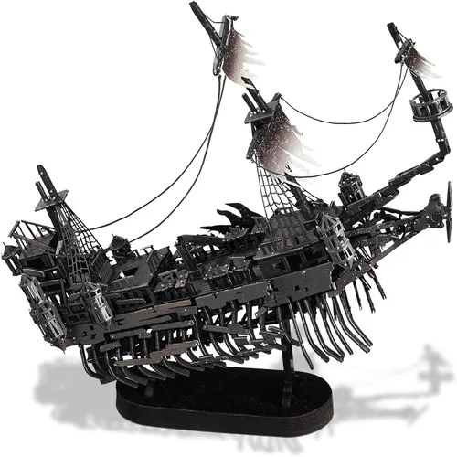 Vista 11 de Piececool - Rompecabezas 3D de metal para adultos, kits de modelo de barco pirata Black Pearl con herramientas de bricolaje, kit de construcción